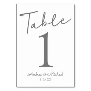 Wedding Table Numbers Signature Script (Grey) 1