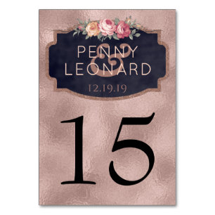 Wedding Table Numbers   Vintage Floral Rose Gold