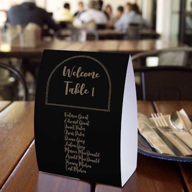 Wedding Table Numbers With Guest Names Black Gold (Insitu(Restaurant))