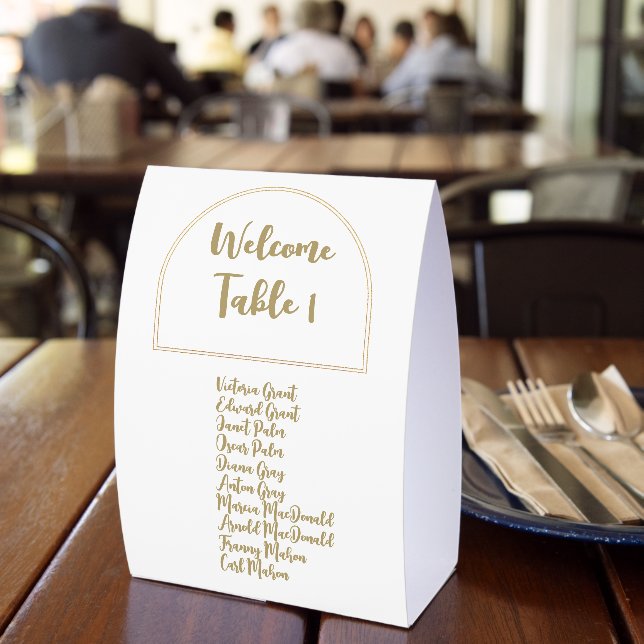 Wedding Table Numbers With Guest Names White Gold (Insitu(Restaurant))