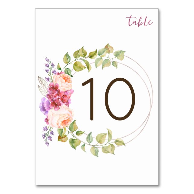 Wedding Table Numbers With Tropical Flowers (Front)