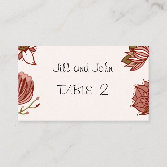 Wedding Table Place Card – Personalised Guest Seat (Front)