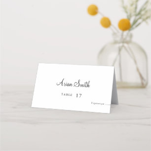 Wedding Table Place Card With Name & Meal Choice