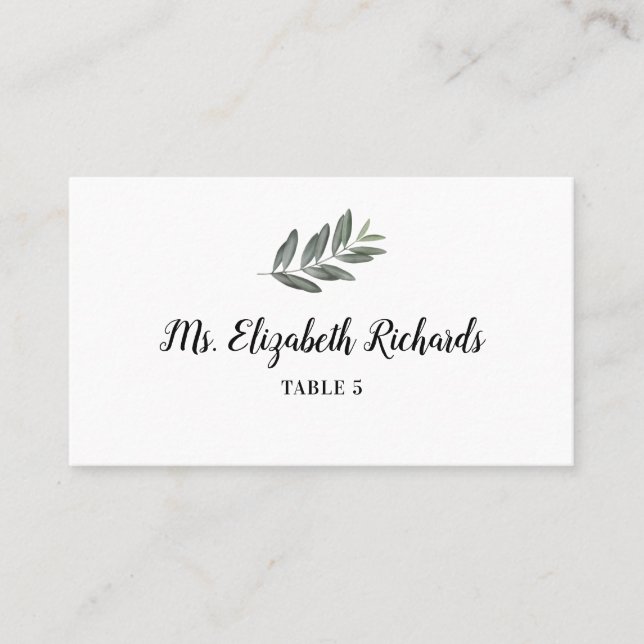 Wedding Table Place Card With Watercolor Branch (Front)