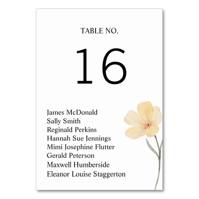 Wedding Table Placement Card (Front)