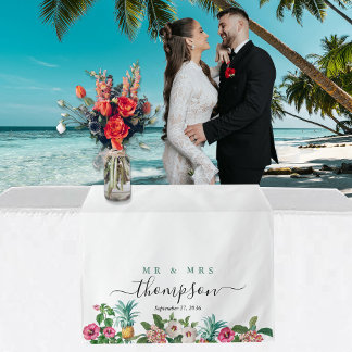 Wedding Table Runner Custom Tropical Flowers Tapestry