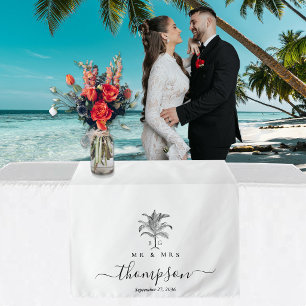 Wedding Table Runner Custom Tropical Palm Tree Tapestry