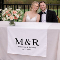 Wedding Table Runner Monogram Tapestry Banner