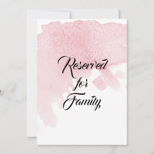 Wedding Table Signs Modern Watercolor Wash Pink Invitation (Front)
