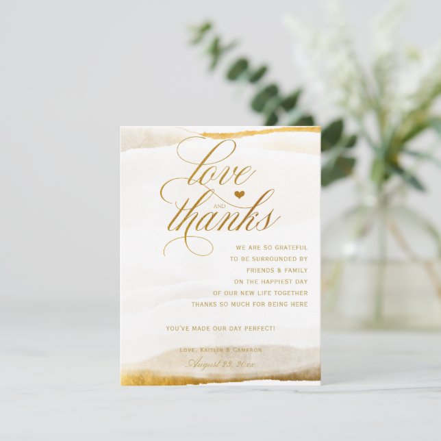Wedding Table Thank You Cards | Gold Foil Marble (Standing Front)