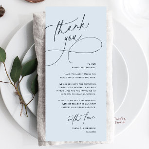 Wedding Table Thank You Elegant Reception Card