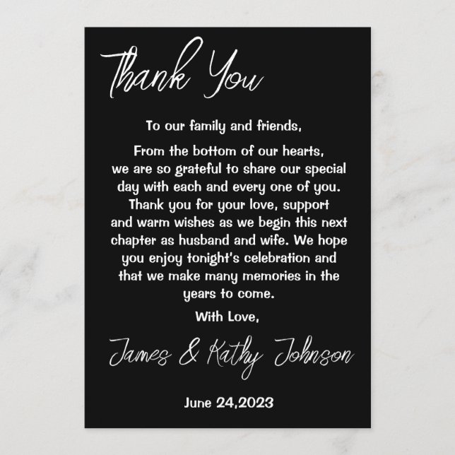 Wedding Table - Thank You notes  (Front)