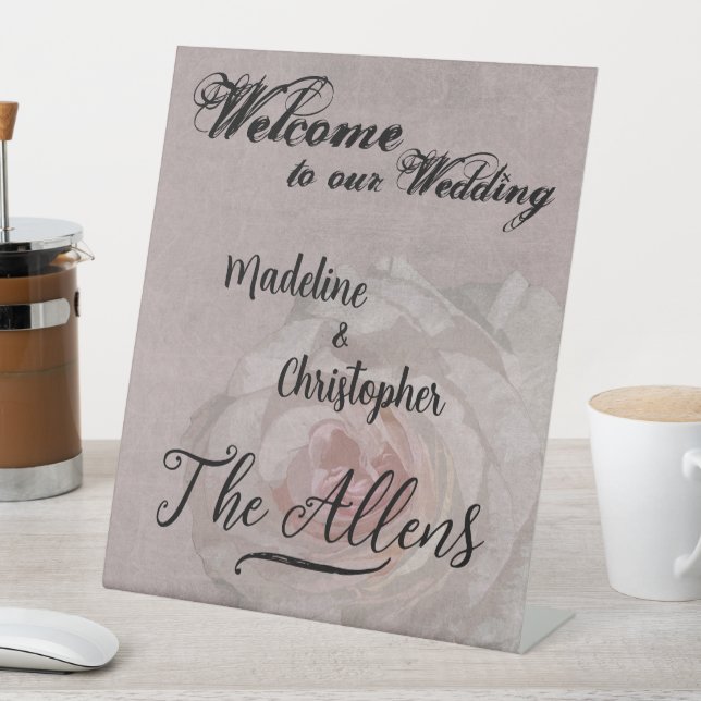 Wedding Table Top Sign Welcome Rose Pink Customise (In SItu)