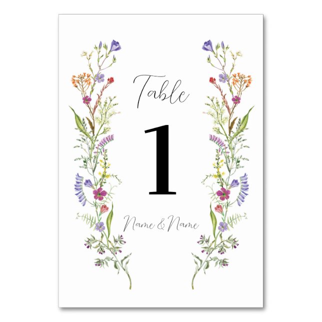 Wedding Table Wildflowers Floral Ditsy Number (Front)