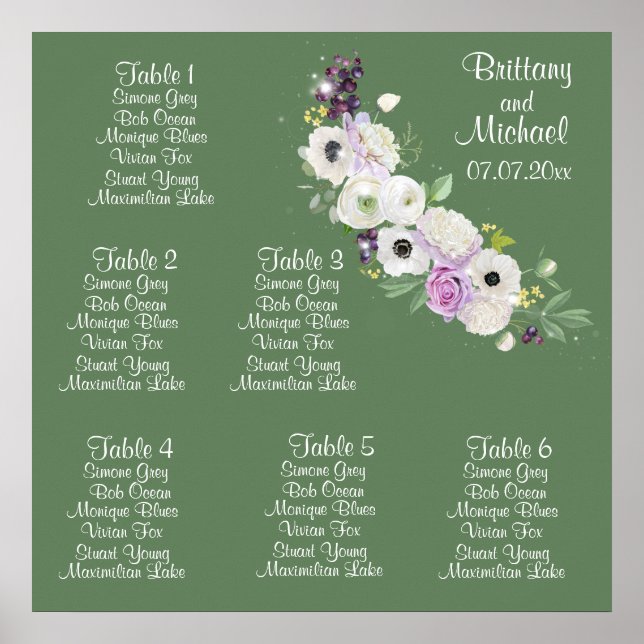 Wedding Tableau Seating Chart Poster (Front)