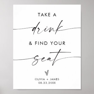 Wedding Take A Drink Find Your Seat Sign