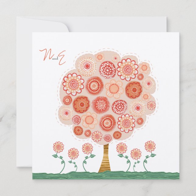 Wedding Tangerine Tree Printable Unique Invitation (Front)