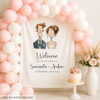 Wedding Tapestry Quirky Couple Watercolor Bride