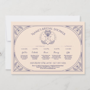 Wedding Tarot Moon Heart Bridal Shower Itinerary Invitation