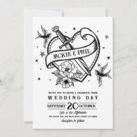 Wedding Tattoo Traditional Rock Heart Doves