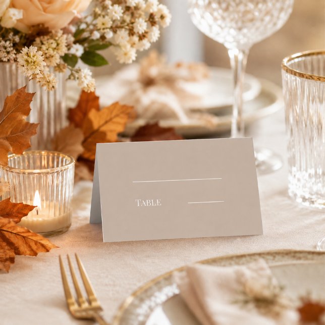 Wedding taupe cream modern simple place card (Creator Uploaded)