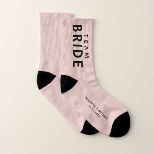 Wedding Team Bride Personalised Blush Pink Socks