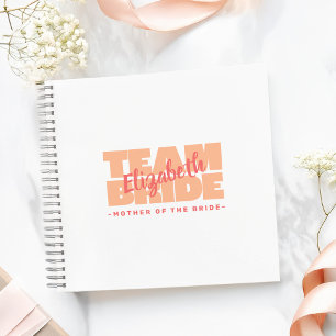 Wedding Team Mother Of the Bride Name Retro Peach Notebook