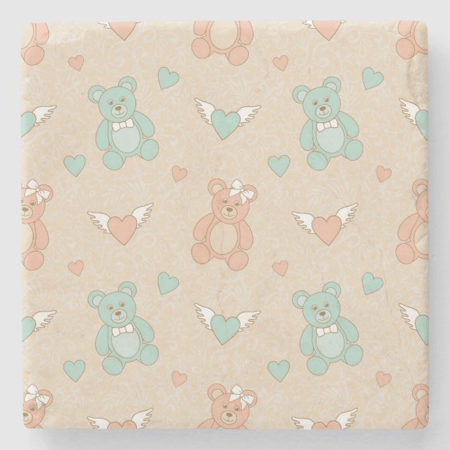 Wedding-teddies Stone Coaster (Front)