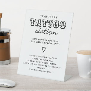 Wedding Temporary Tattoo Station Bar Instruction  Pedestal Sign