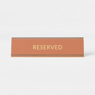 Wedding Terracotta Gold Reserved Tabletop Sign