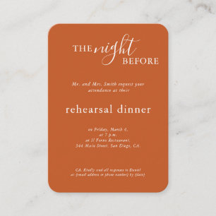 Wedding Terracotta Monogram Rehearsal Dinner Enclosure Card