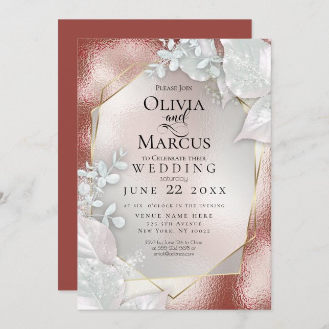 WEDDING | Terracotta Pearl Shimmer  Invitation (Front/Back)