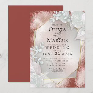 WEDDING   Terracotta Pearl Shimmer  Invitation