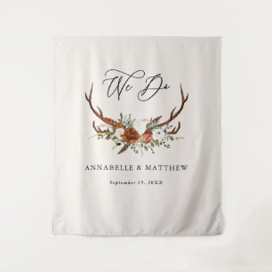 Wedding terracotta rustic stag floral party decor tapestry