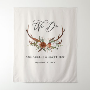 Wedding terracotta rustic stag floral party decor tapestry