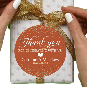 Wedding Terracotta Sprinkle Sparkle THANK YOU Clas Classic Round Sticker