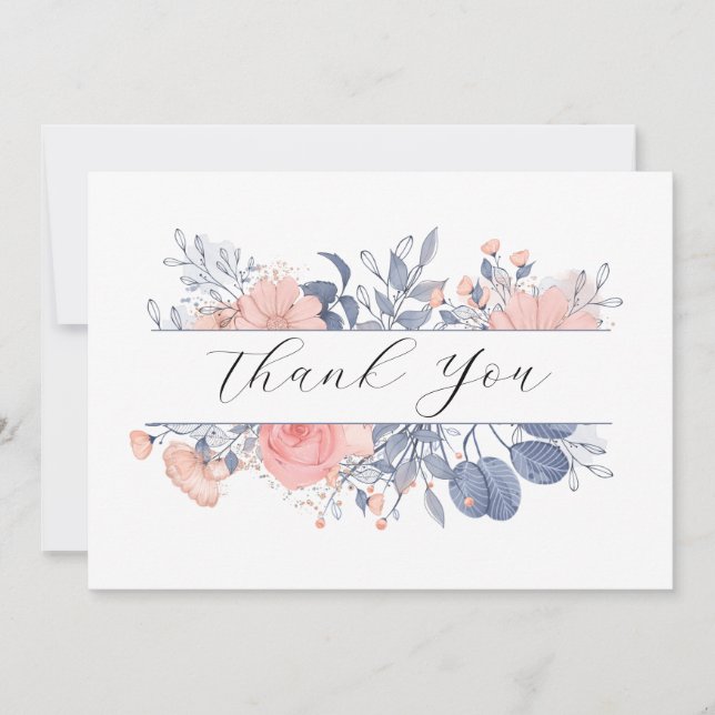 Wedding Thank Floral Botanical Thank You Card (Front)
