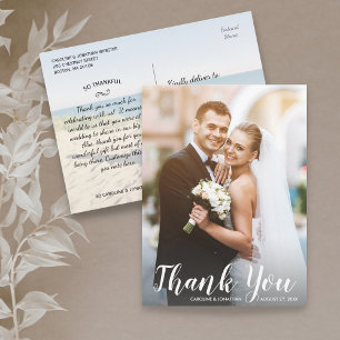 Wedding Thank You 2 Photos Fun Modern Casual Postcard