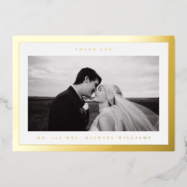 WEDDING THANK YOU | Add Your Photo Foil Holiday Card (Front)