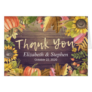 Wedding Thank You Autumn Maple Leaves Pumpkin Wood