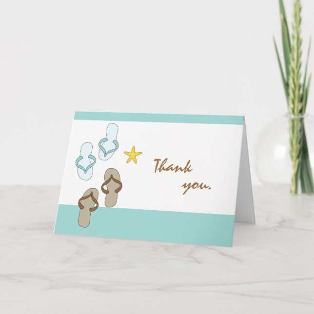 Wedding Thank You Beach Flip Flops - Teal Card (Front)