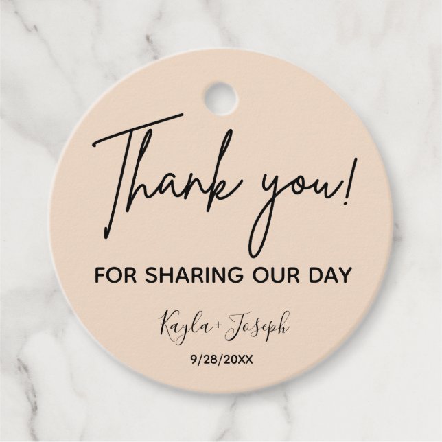 Wedding Thank you Beige Favour Tags (Front)