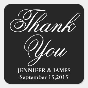 Wedding Thank You Black and White Script Sticker