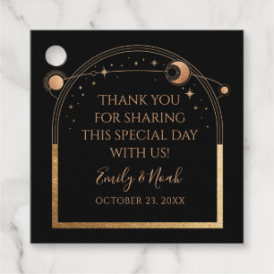 Wedding Thank You Black Gold Celestial Sun Moon Favour Tags