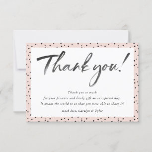 WEDDING THANK YOU black ink calligraphy blush pink
