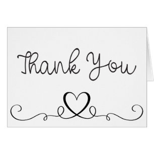 Wedding Thank You Black White Hearts Bridal Shower