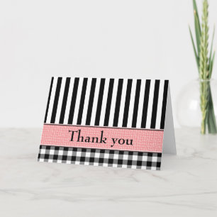 Wedding Thank You Black White Pink Designer