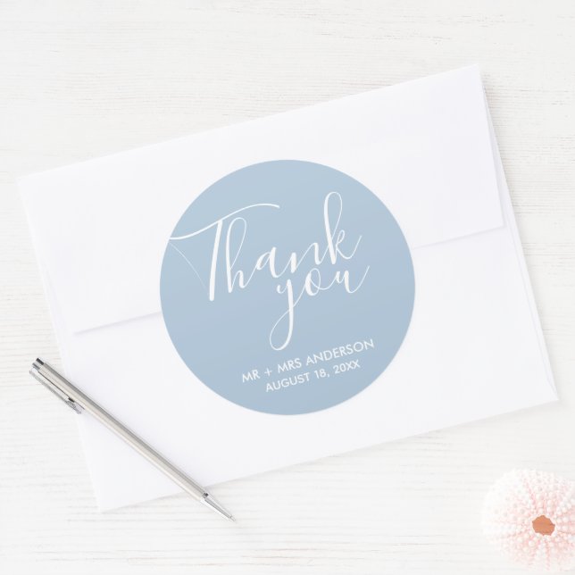 Wedding Thank You Blue Wedding Favour Classic Round Sticker (Envelope)