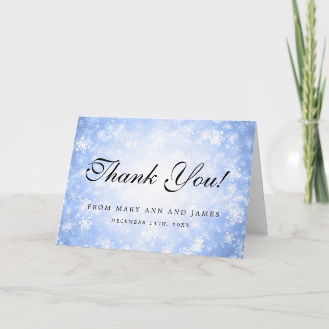 Wedding "Thank you" Blue Winter Wonderland Thank You Card (Front)