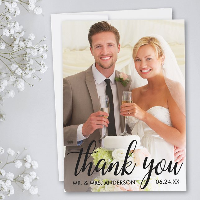 Wedding Thank You Bride and Groom Photo Card B (Customize to add text or more photos to back of card.)
